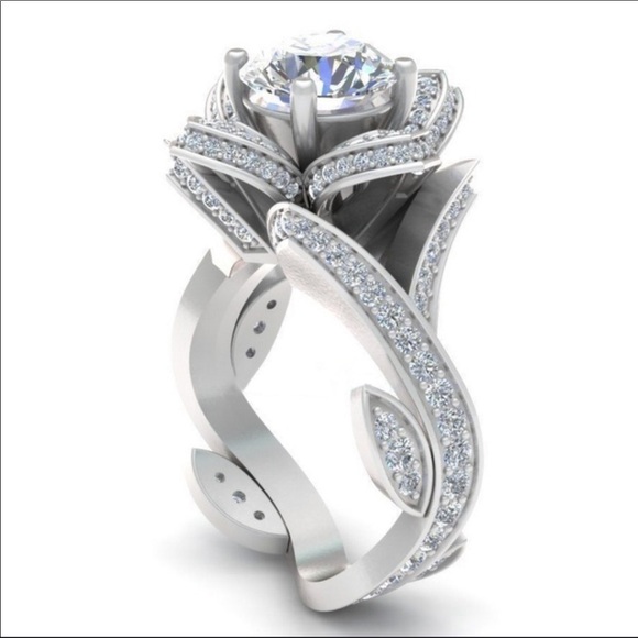 5.4 Ct. AAA Platinum Engagement Ring & Band - Picture 3 of 8